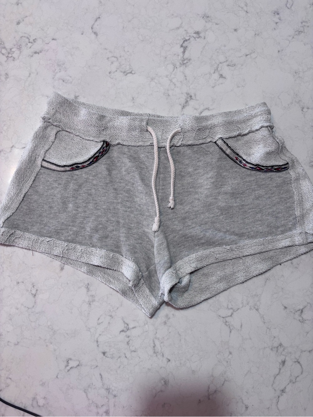Y2K Cheeky beach bum shorts Freshman Light Gray Athletic Drawstring Shorts